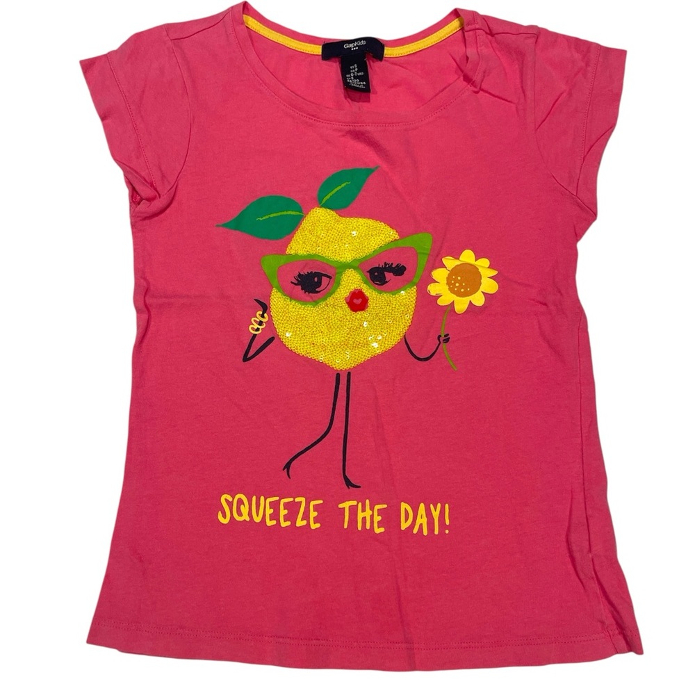 GAP Pink and Yellow Short Sleeve Tees with Playful Graphics